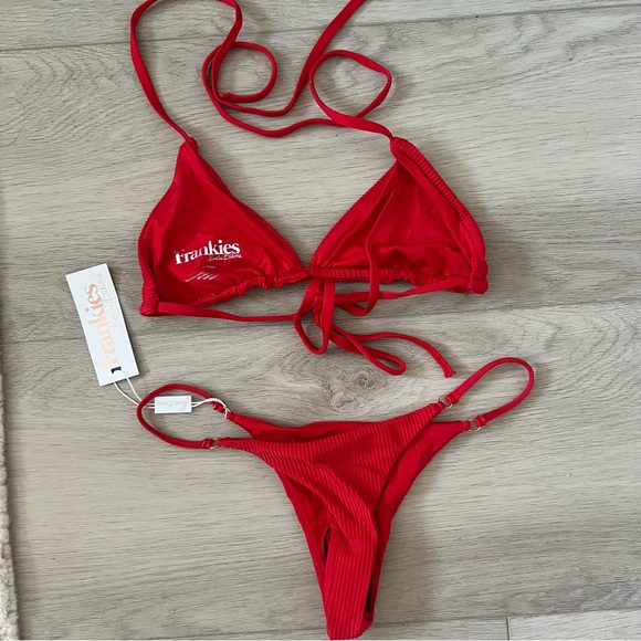 NEW Frankie’s Ribbed Red Bikini Set - Picture 2 of 2